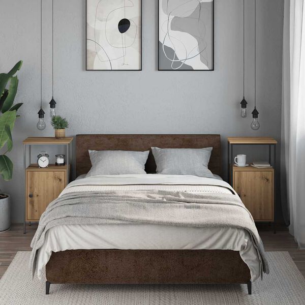 vidaXL Nachttische 2 Stk. Artisan-Eiche 41x31x80 cm Holzwerkstoff