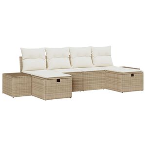 vidaXL Gartensofa-set mit Kissen 6 pcs Beige Poly-Rattan