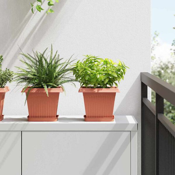 vidaXL Quadratischer Blumentopf 6 pcs Ziegelrot 20 x 20 x 16 cm