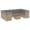 vidaXL 10-tlg. Garten-Sofagarnitur mit Kissen Beige Poly Rattan
