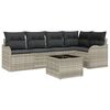 vidaXL Garten-Sofa-Set mit Kissen mit Speicher 6 pcs Grau Poly Rattan