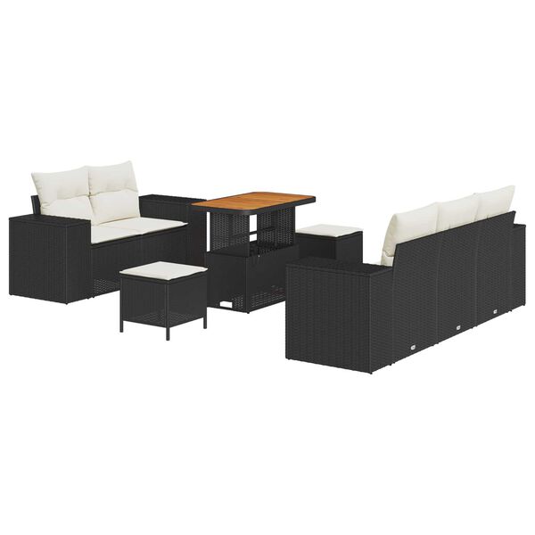 vidaXL Gartensofa-set mit Kissen 8 pcs Schwarz und Creme Poly Rattan