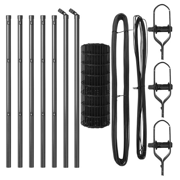 vidaXL Zaun mit Pfosten Grau 0,6 x 10 m Stahl