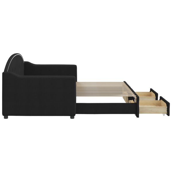 vidaXL Tagesbett Ausziehbar mit Schubladen Schwarz 80x200 cm Stoff