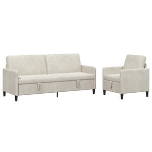 vidaXL Sofa Set mit Stauraum 2 stk. Creme Polyester