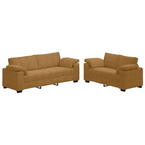vidaXL 2-teiliges Sofa-Set mit Kissen, brauner Samt