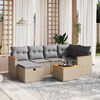 vidaXL 6-tlg. Garten-Sofagarnitur mit Kissen Beige Poly Rattan