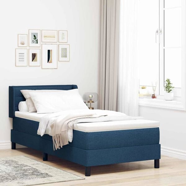 vidaXL Boxspringbett mit Matratze Blau 200 x 90 cm Polyester