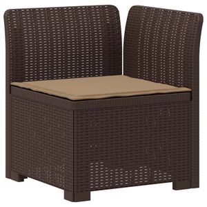 vidaXL 1-Sitzer Garten-Sofa mit Kissen Rattan-Look PP Braun