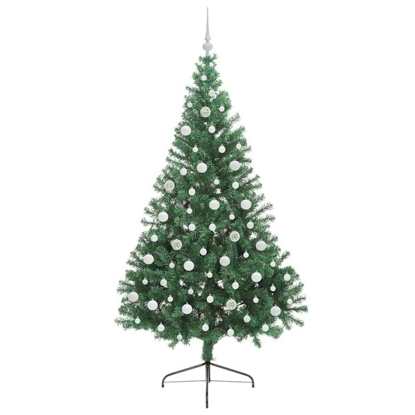 vidaXL K&uuml;nstlicher vorbeleuchteter Weihnachtsbaum Gr&uuml;n 210 cm PVC