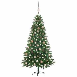 vidaXL K&uuml;nstlicher Weihnachtsbaum mit Beleuchtung & Kugeln 180 cm Gr&uuml;n