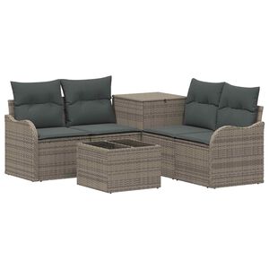 vidaXL Sofa Set 6 stk. Grau und Dunkelgrau Polyrattan und Stahl