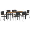 vidaXL Garten Essgruppe 7 pcs Schwarz Poly-Rattan