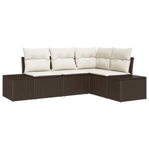 vidaXL Gartensofa-set 4 stk. Braun und Creme Poly-Rattan