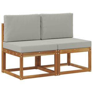 vidaXL 2 St&uuml;ck Outdoor Mittelsofa Massivholz Akazie Natur