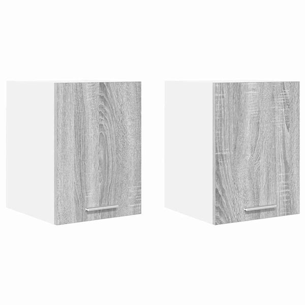 vidaXL H&auml;ngeschrank mit T&uuml;r 2 pcs Grau Sonoma und Wei&szlig; 30 x 31 x 40 cm