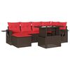 vidaXL 7-teiliges Gartensofa-Set mit Kissen, braun, Polyrattan