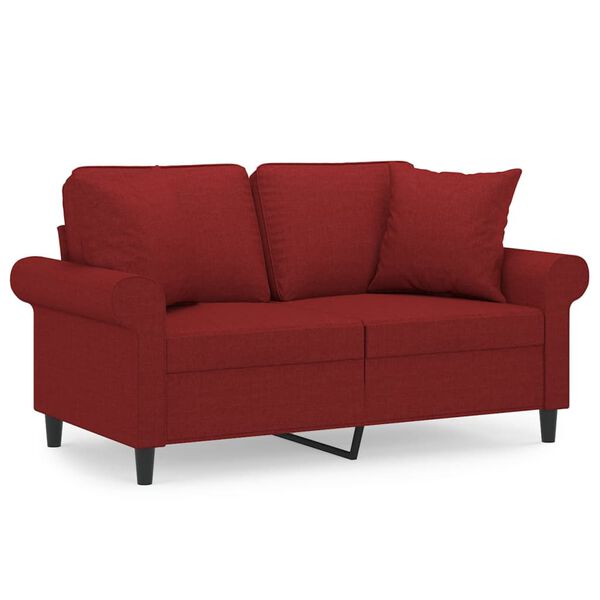 vidaXL 2-Sitzer-Sofa mit Kissen Weinrot 120 cm Stoff