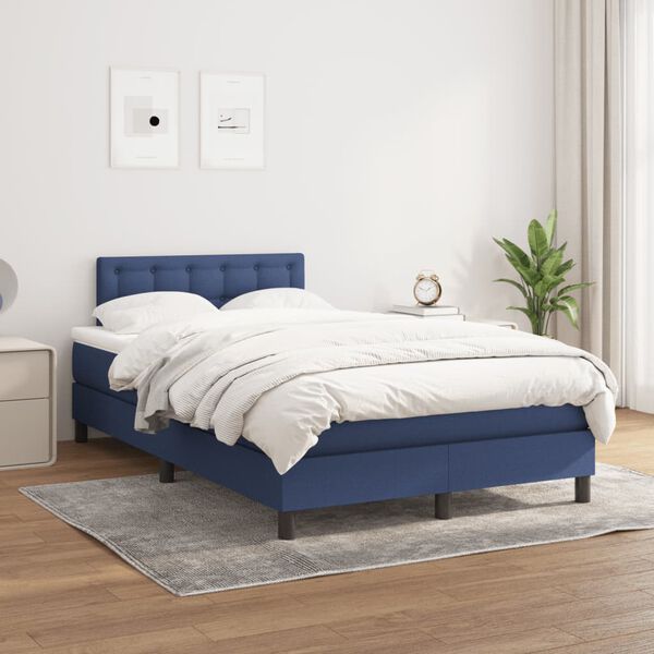 vidaXL Boxspringbett mit Matratze Blau 120x190 cm Stoff