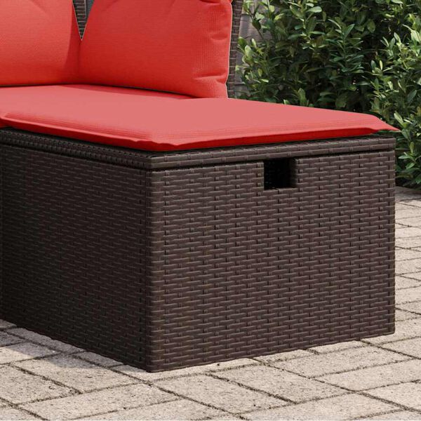 vidaXL Gartenhocker mit Kissen Braun 55x55x37 cm Poly Rattan