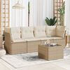 vidaXL 5-tlg. Garten-Sofagarnitur mit Kissen Beige Poly Rattan