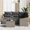 vidaXL Sofa Set mit Kissen mit Speicher 5 pcs Hellgrau Poly-Rattan