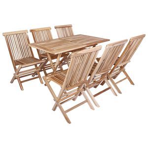 vidaXL Gartenm&ouml;bel Set 7 Stk. Natur Massivholz Teak