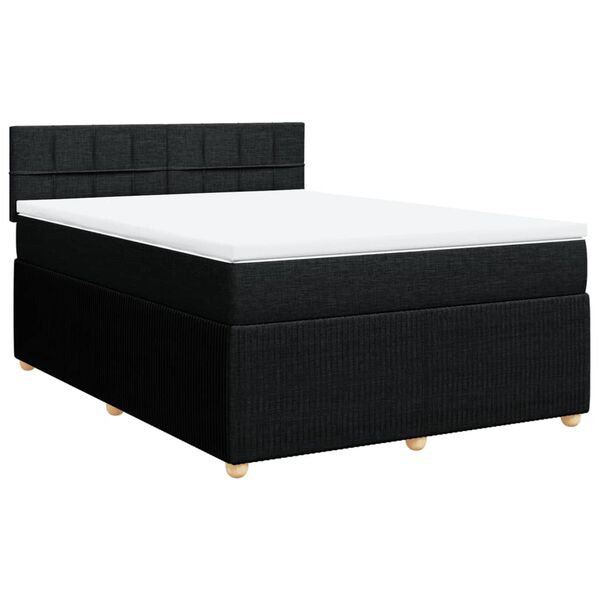 vidaXL Boxspringbett mit Matratze Schwarz 140x190 cm Stoff