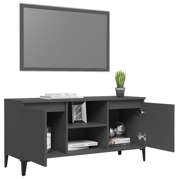 vidaXL TV-Schrank mit Metallbeinen Grau 103,5x35x50 cm