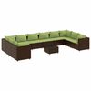 vidaXL 11-tlg. Garten-Lounge-Set mit Kissen Braun Poly Rattan