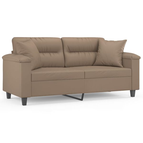 vidaXL 2-Sitzer-Sofa mit Zierkissen Cappuccino-Braun 140 cm Kunstleder