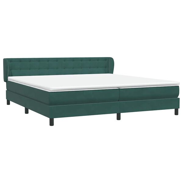 vidaXL Boxspringbett mit Matratzen Dunkelgr&uuml;n 200x210 cm Samt
