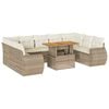 vidaXL 10-tlg. Garten-Sofagarnitur mit Kissen Beige Poly Rattan