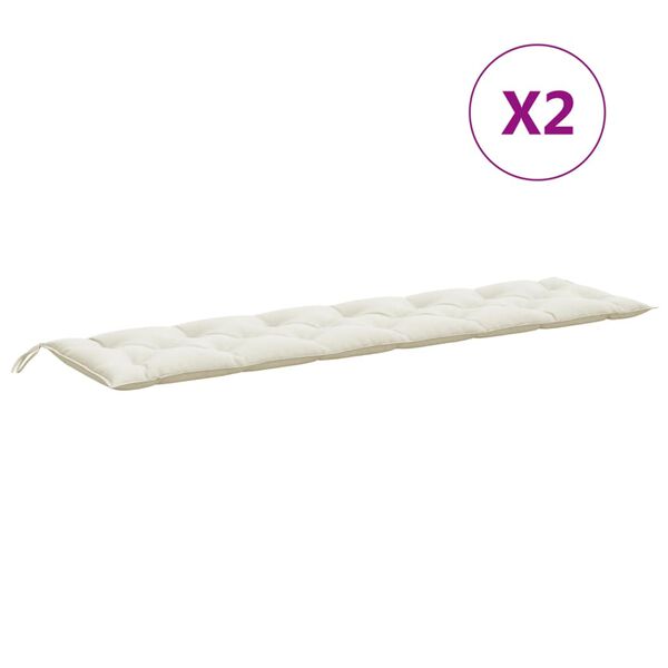 vidaXL Gartenbank-Auflagen 2 Stk. Melange Creme 200x50x7 cm Stoff