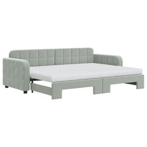 vidaXL Tagesbett Ausziehbar mit Matratzen Hellgrau 80x200 cm Samt