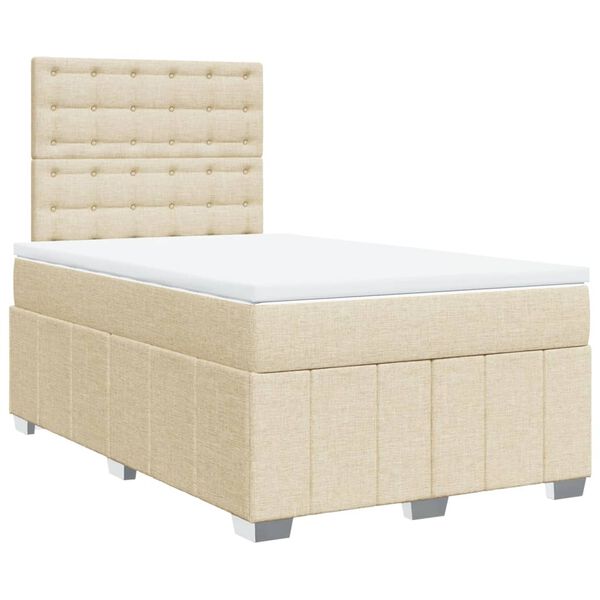 vidaXL Boxspringbett mit Matratze Creme 120x190 cm Stoff
