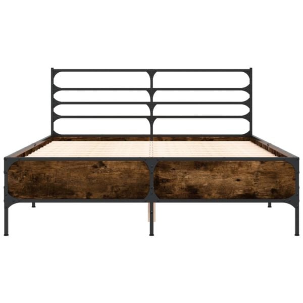 vidaXL Bettgestell R&auml;uchereiche 140x190 cm Holzwerkstoff und Metall