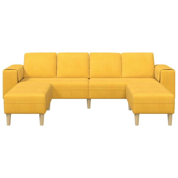 vidaXL Sofa mit Kissen Helles Gelb 250 x 188 x 76 cm Cordstoff