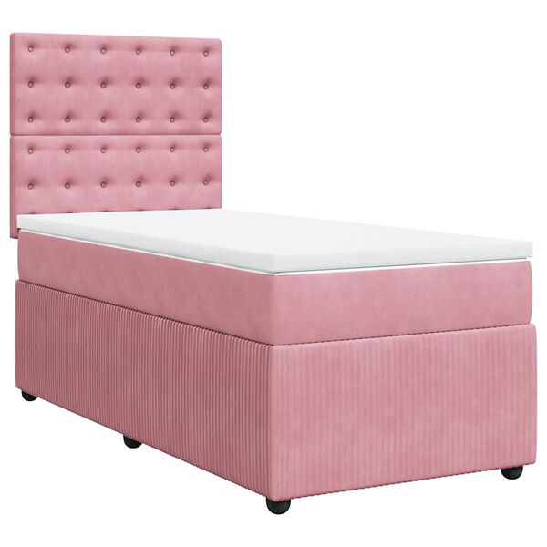 vidaXL Boxspringbett mit Matratze Rosa 90x190 cm Samt
