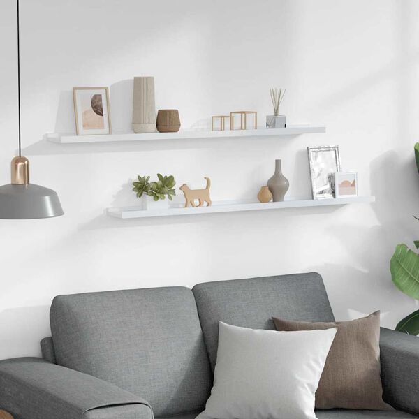 vidaXL Wandregale 2 Stk. Wei&szlig; 100x9x3 cm