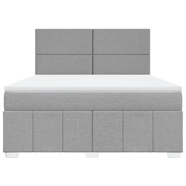 vidaXL Boxspringbett mit Matratze Hellgrau 180x200 cm Stoff