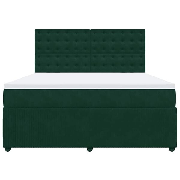 vidaXL Boxspringbett mit Matratze Dunkelgr&uuml;n 180x200 cm Samt