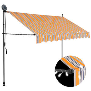 vidaXL Einziehbare Markise Handbetrieben mit LED 250 cm Gelb und Blau