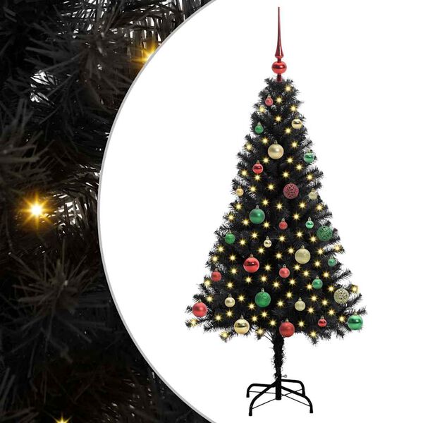 vidaXL Weihnachtsbaum mit 150 LEDs mit Ständer Schwarz 150 cm PVC