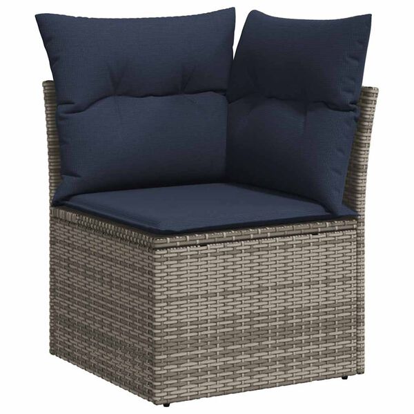 vidaXL 6-tlg. Garten-Sofagarnitur mit Kissen Grau Poly Rattan