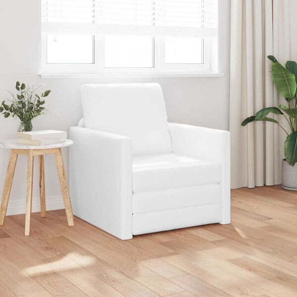 vidaXL Schlafsofa 60cm Wei&szlig; Kunstleder