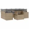 vidaXL 7-tlg. Garten-Sofagarnitur mit Kissen Beige Poly Rattan