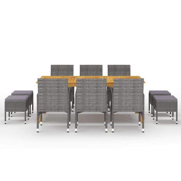 vidaXL 11-tlg. Garten-Essgruppe Grau