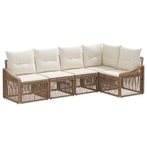 vidaXL Gartensofa-set 5 stk. Beige Poly-Rattan
