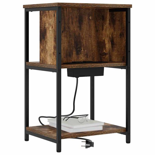 vidaXL Nachttisch Ger&auml;ucherte Eiche 38 x 31 x 61 cm Holzwerkstoff